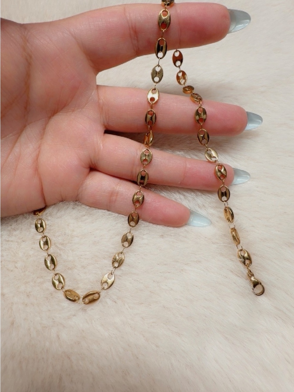 Elegant Gold color Oval Link Necklace 16.5-18.5in long - Women Jewelry